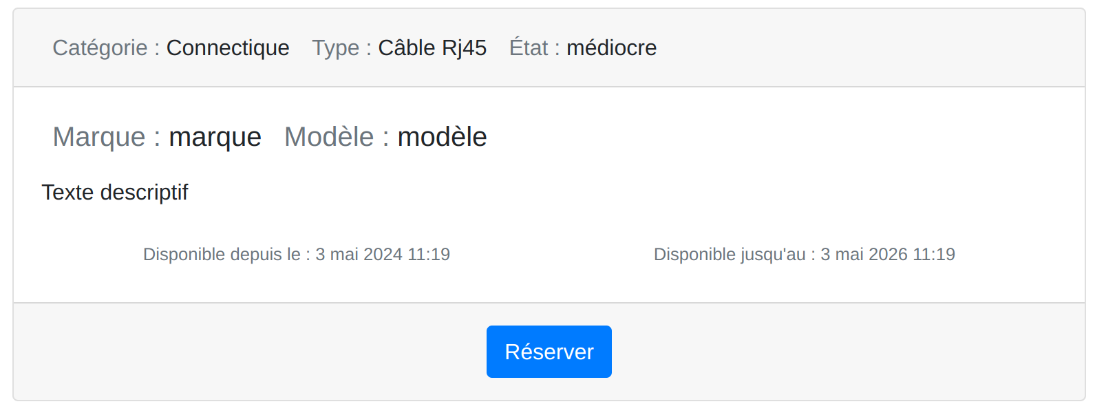 Fiche matériel